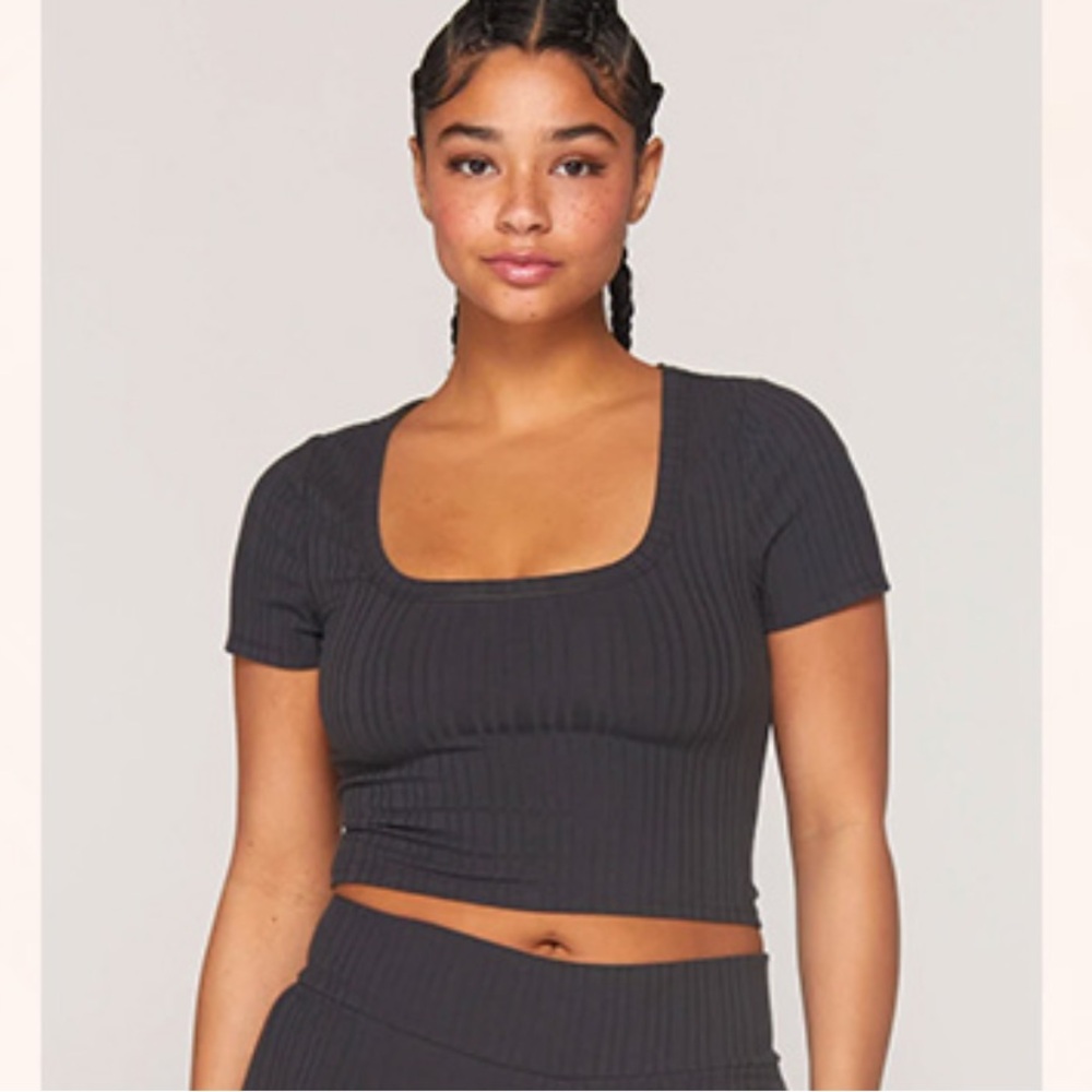 Spiritual Gangster Sedona Rib Short Sleeve Crop Tee Size XS
